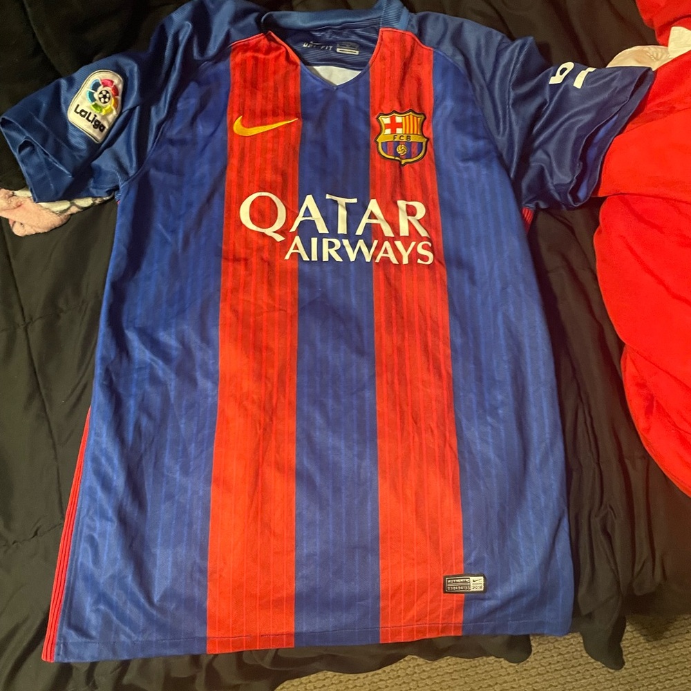 Nike Blue and Red Striped Jersey